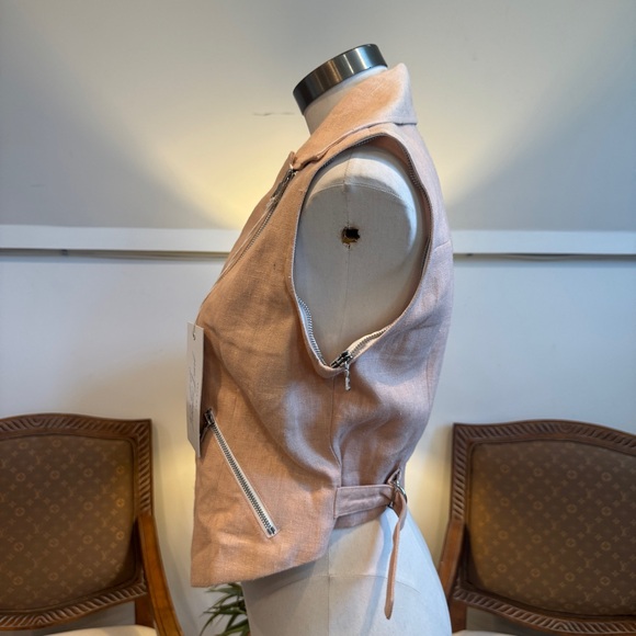NWT Veronica Beard Pink Linen Moto Jacket - Picture 4 of 14